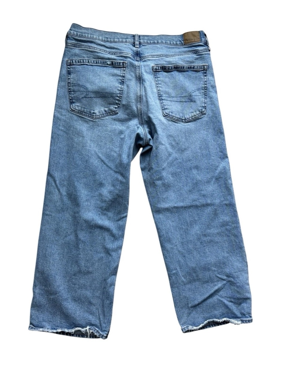 American Eagle AE 12 Short Strigid Stovepipe High Waist Blue Jeans Wide Leg - Picture 3 of 10